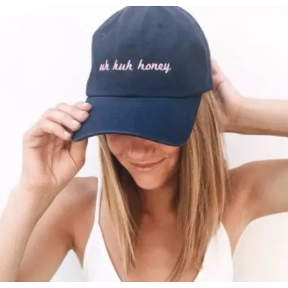Brandy melville navy uh huh honey baseball dad hat